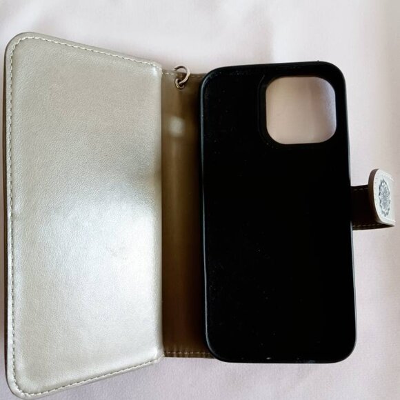 Gray Faux Leather iPhone 13 Pro Max Wallet Case - Picture 4 of 10